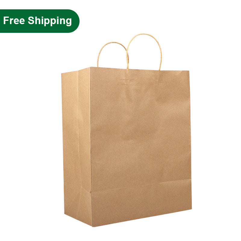PHB13717 large kraft paper bags with handles – bulk 250 pack reusable and recyclable brown shopping and food take out bags with free shipping