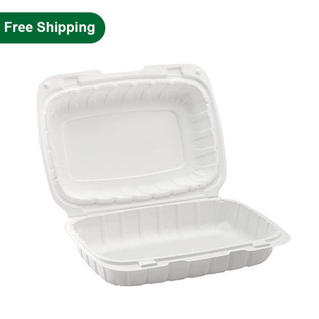 PP206 microwave safe plastic takeout containers 9x6x3 inches – heavy duty clamshell food boxes for hot or cold meals, eco-friendly and reusable with free shipping
