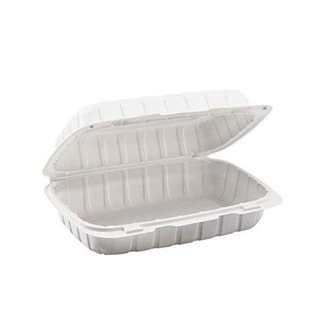 Sample 9”x6"x3" Microwaveable Plastic Clamshell Food Container