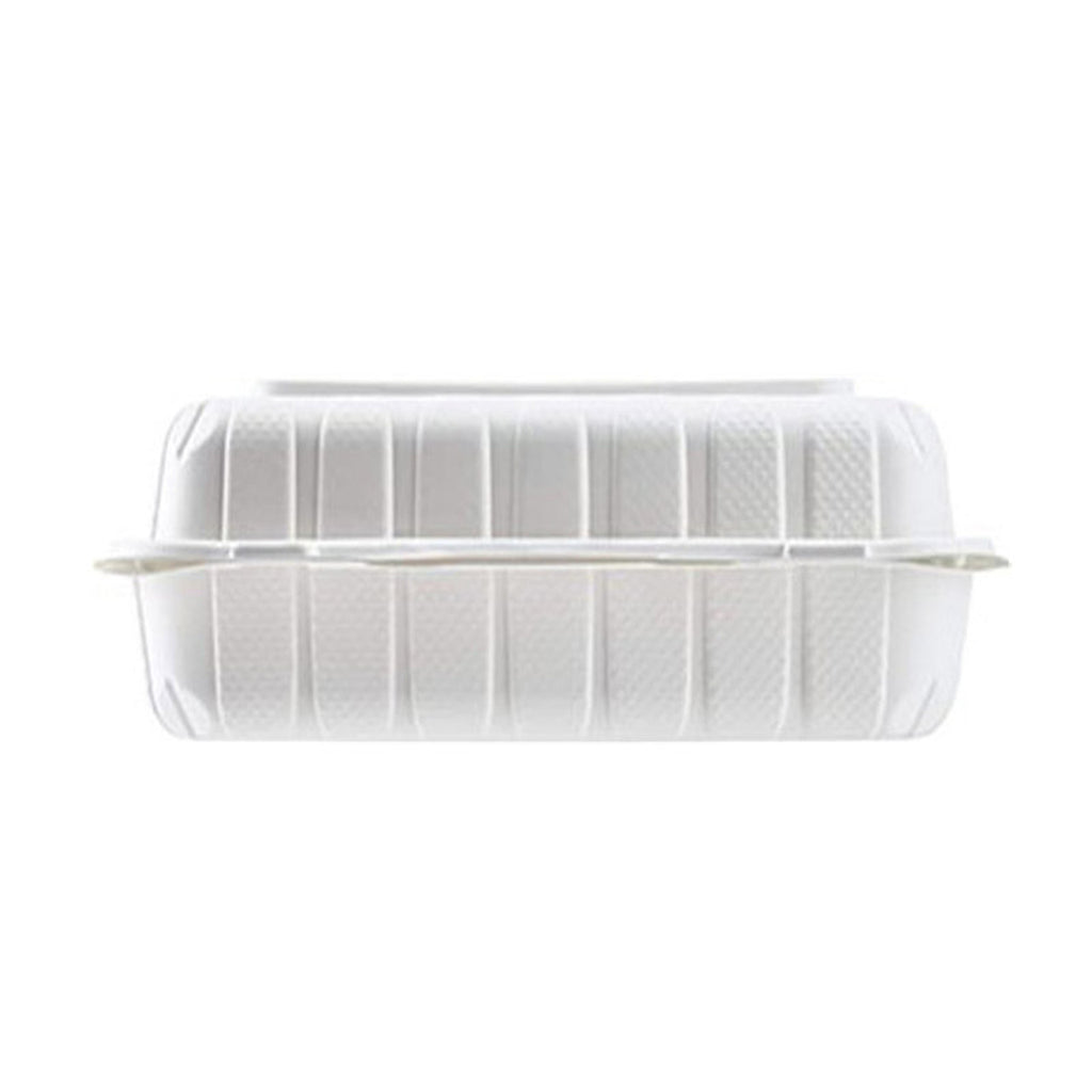 PP206 closed 9x6x3 plastic clamshell food container – durable microwaveable to go box for sandwiches, salads, and hot meals