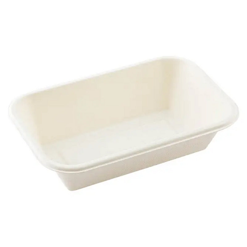 Sample 32 oz Rectangle White Sugarcane / Bagasse Container