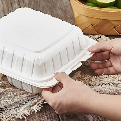 8" Microwaveable Plastic Clamshell Food Containers 150 pcs