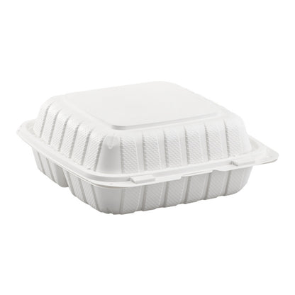 8" 3 Compartments Plastic Clamshell Food Containers 150 pcs