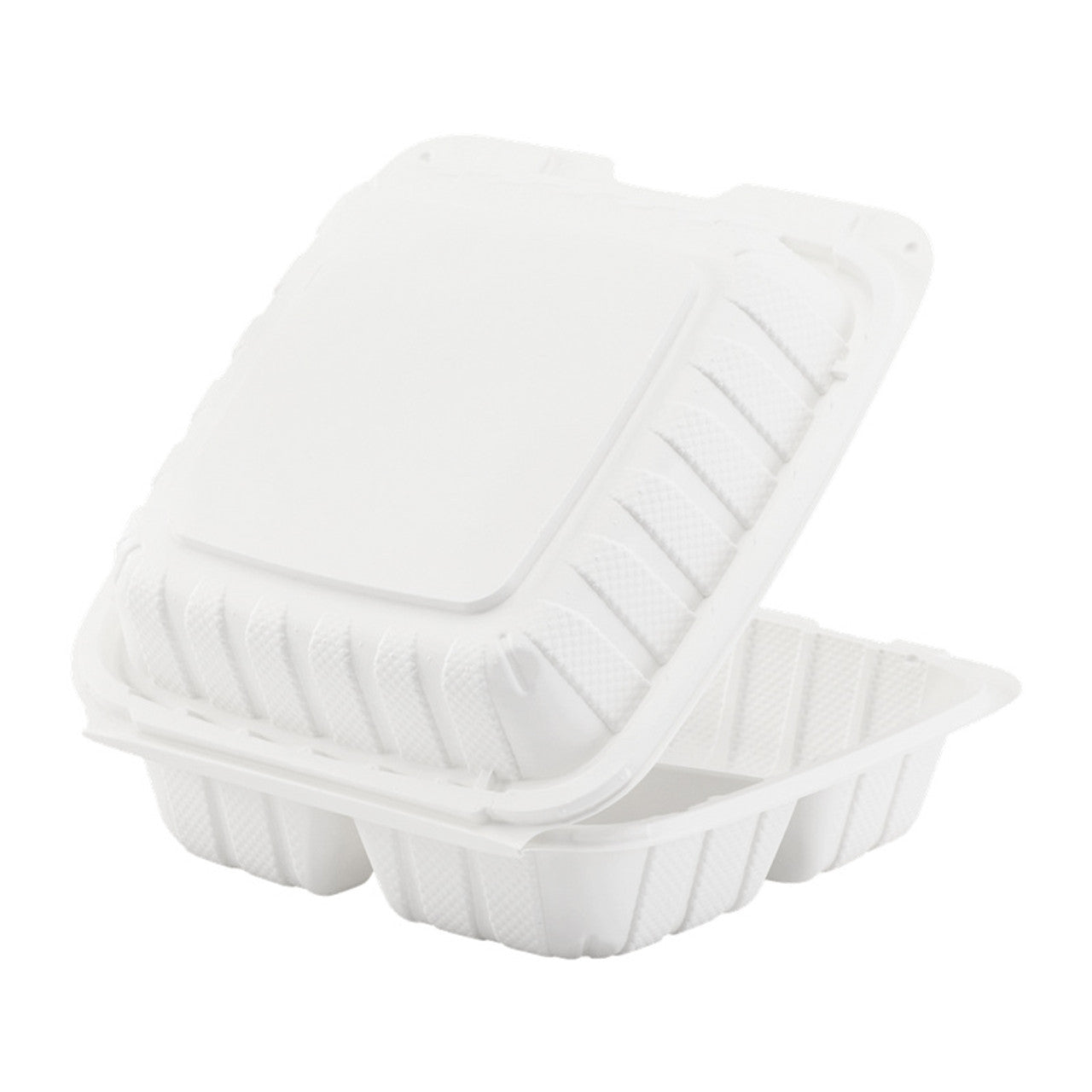 8" 3 Compartments Plastic Clamshell Food Containers 150 pcs