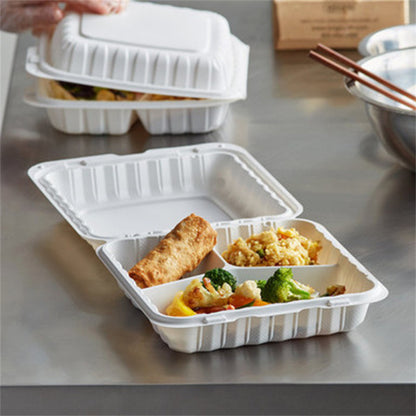Sample 9" 3 Compartments Plastic Clamshell Food Containers