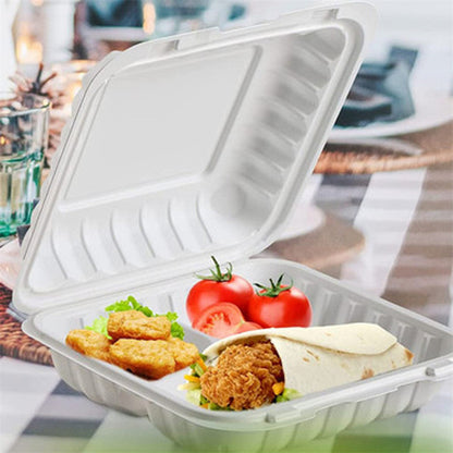 Dine in Style: 150-Pack Premium 9" 3-Compartment Plastic Clamshells - Pony Packaging