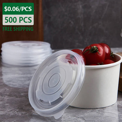 Disposable Clear Plastic lids for 16oz Soup Cups 500pcs