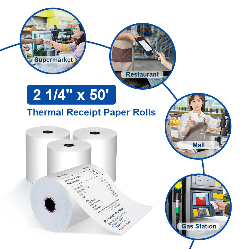 2 1/4" x 50' Thermal Receipt Paper 50 Rolls POS Credit Card Terminal