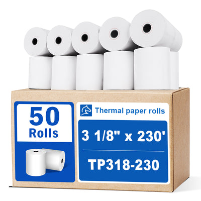 (50 Rolls) 3 1/8" x 230' Thermal Paper Receipt Rolls (High Quality)