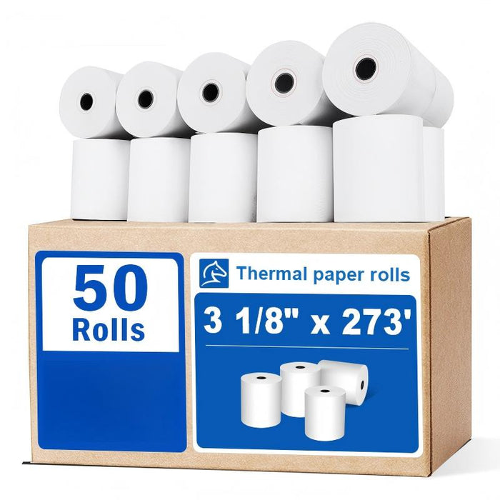 3 1/8" x 273' Thermal Receipt Paper 50 Rolls