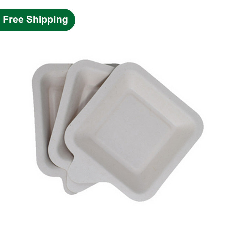 Disposable fiber cake tray natural white, three trays stacked, with free shipping
