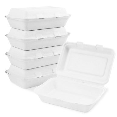 Sample 1000ml Compostable Clamshell Containers Natural White