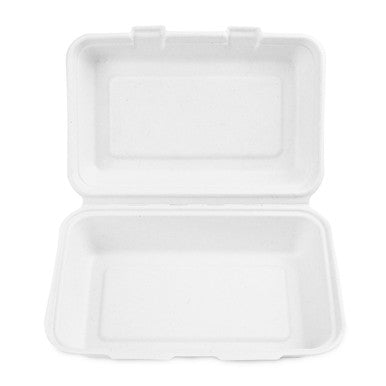 Sample 1000ml Compostable Clamshell Containers Natural White