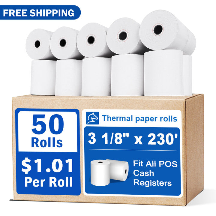 Rotoli Scontrini 2 1/4 X 50 Piedi 50 Rotoli Carta Termica Per Registratore Di Cassa - 2 1/4 X 50 Piedi, Senza BPA, Nuova Rotoli Carta Termica 2 1/4 X 50 - Foto 5