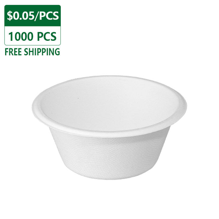 9oz Compostable Fiber Bowls White Round PFAS Free 1000pcs