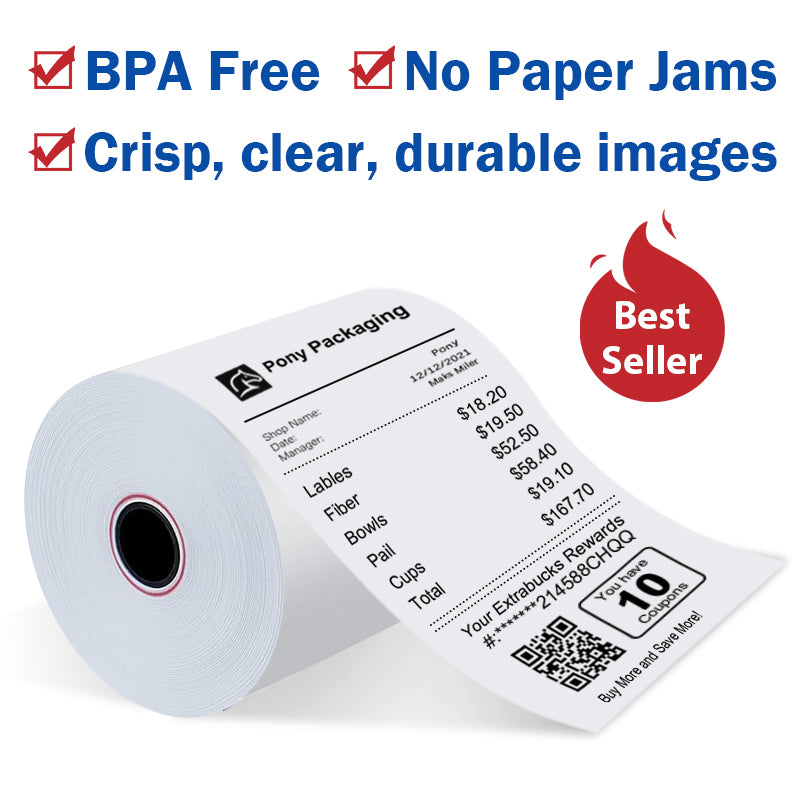 Thermal Paper Rolls BPA Free, Crisp, clear, durable images - Pony Packaging